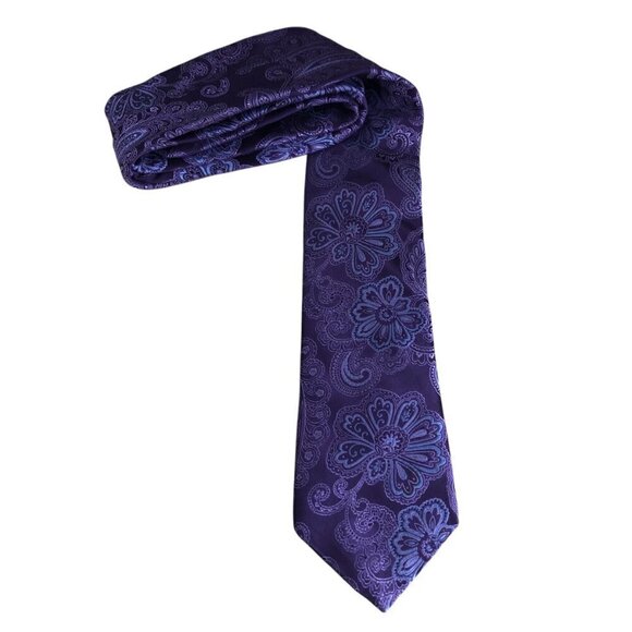 Ike Behar Other - IKE BEHAR Mne's Silk Necktie Purple Pink & Blue Paisley Floral Tie NEW